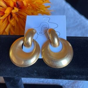 Gold Statement Hoop Drop Earrings - Women Jewelry